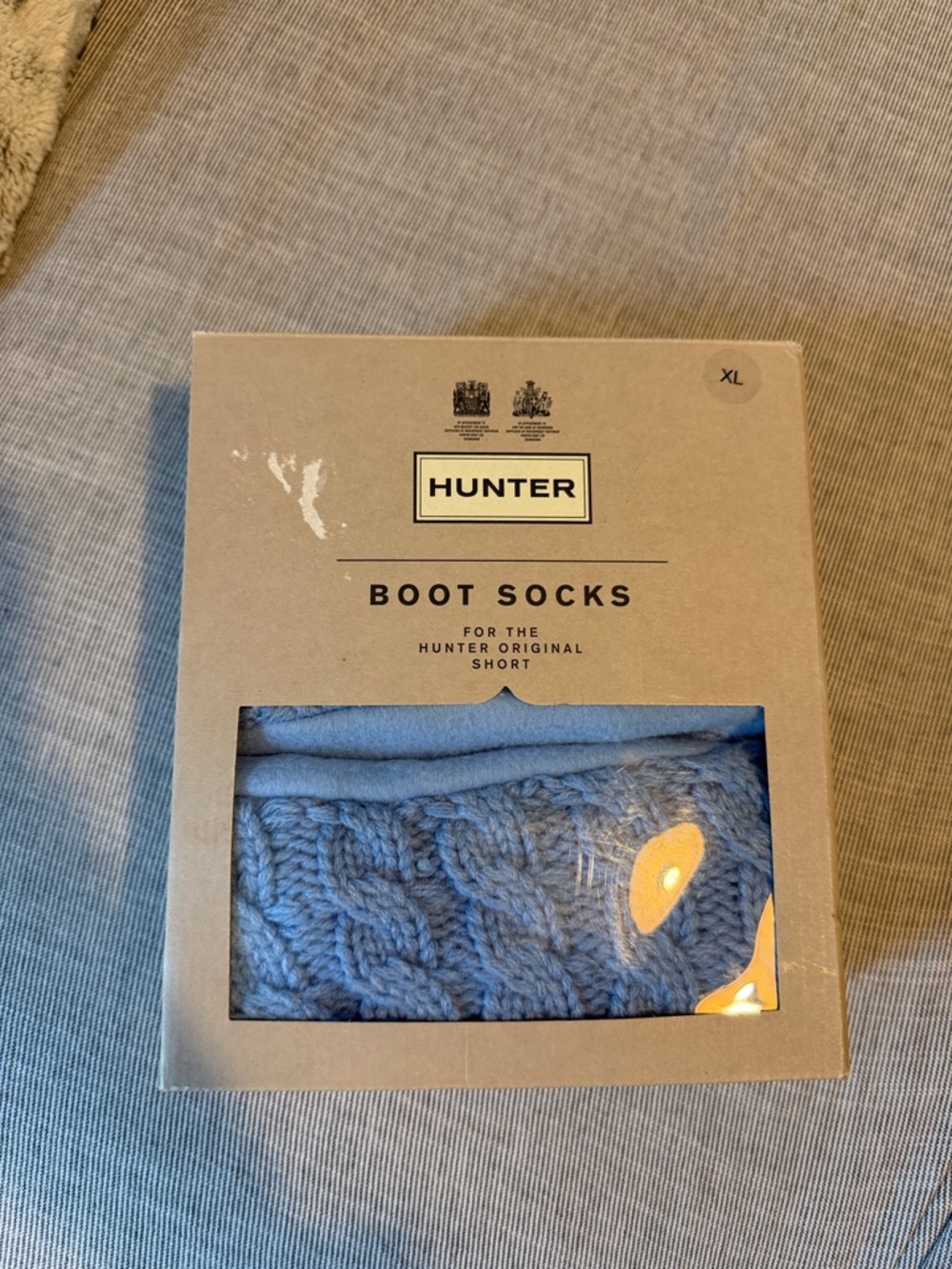 Hunter Light Blue Cable-Knit Boot Socks